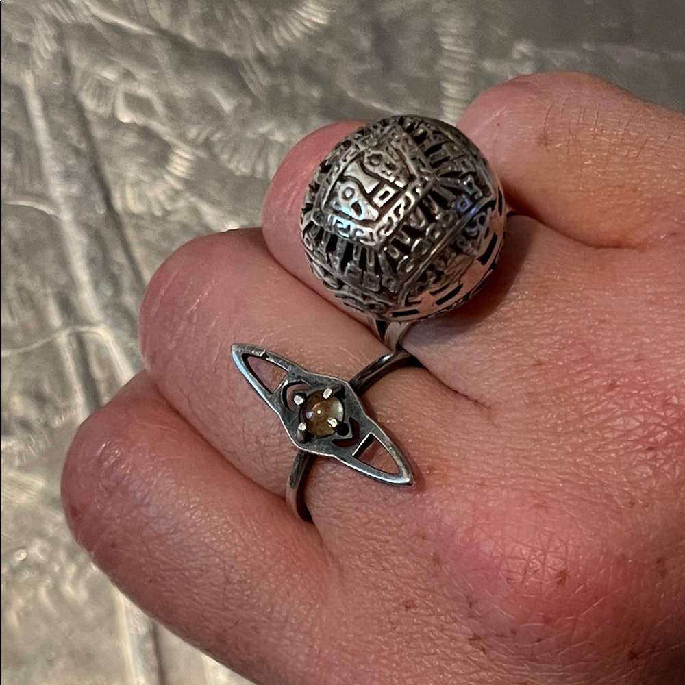 JULIAN THE 2ND Citrine Brutalist Ring In Sterling Silver